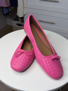 Free Assembly Women’s Hot Pink Woven Ballet Flats with Bow
